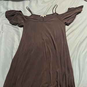 Army green cold shoulder dress